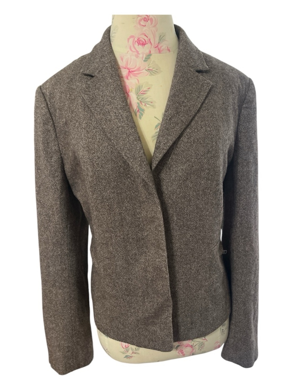 Ann Taylor Brown Wool Tweed Blazer Sz 14 Just Perfect